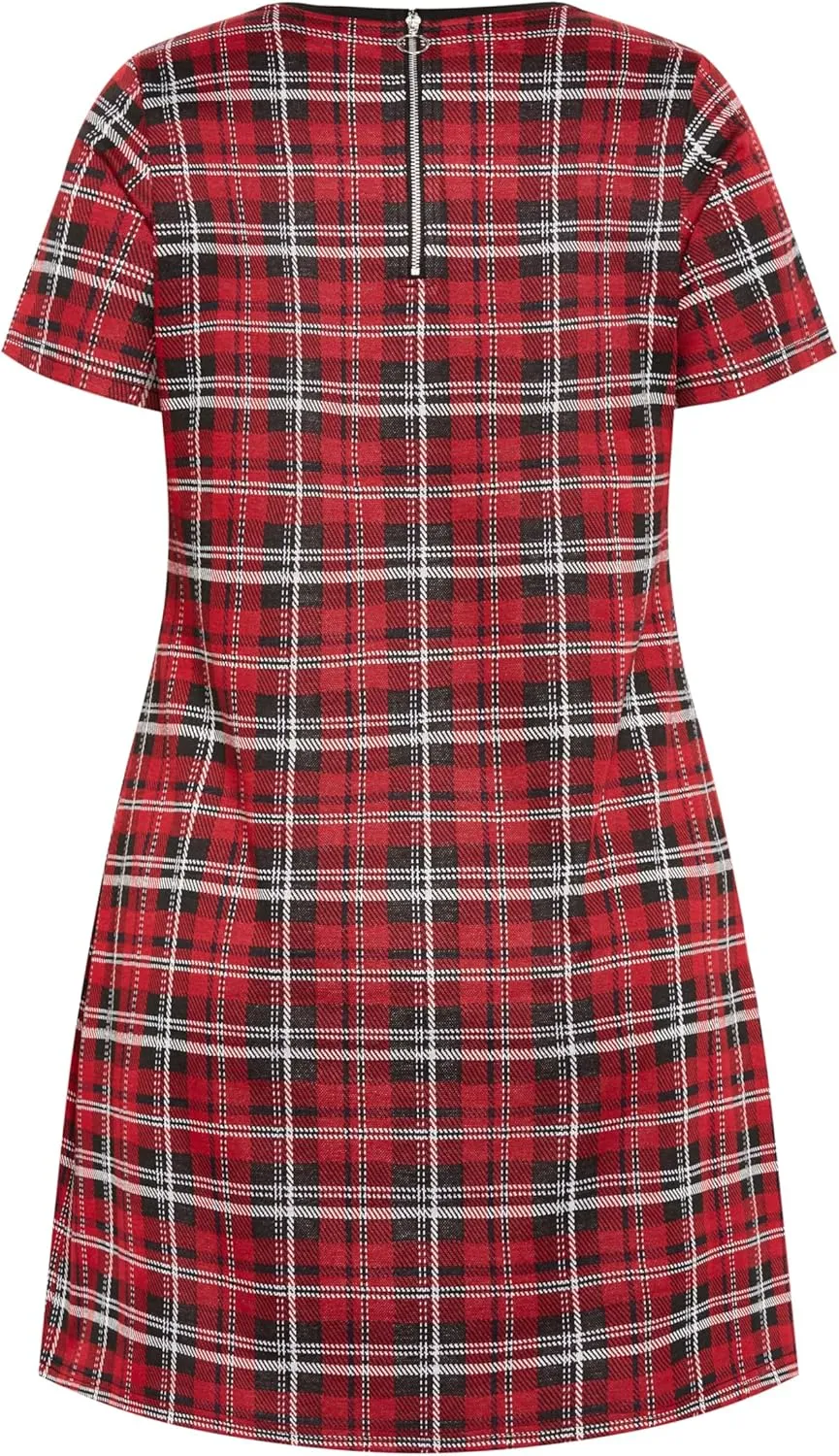 City Chic Women's Check Love Shift Silhouette Mini Dress