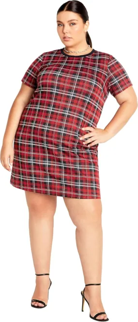 City Chic Women's Check Love Shift Silhouette Mini Dress