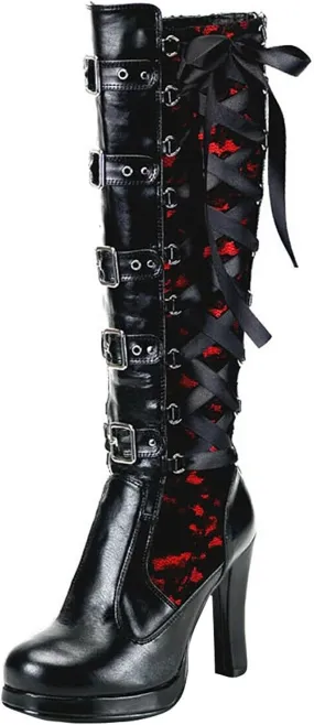 Combat Boots Womens Gothic Halloween Thigh High Boots Tie High Chunky Heels Long Buckle Knee High Boots