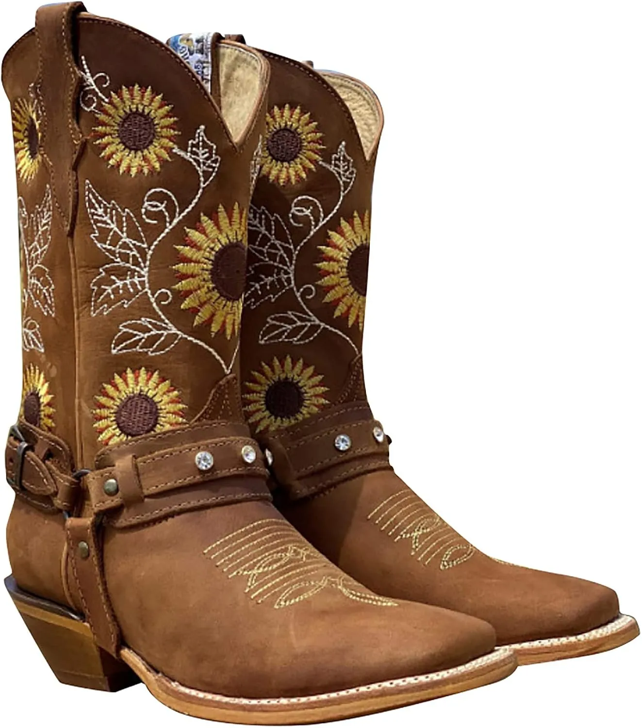Combat Boots Womens Stitched Pointed Toe Chunky Heel Mid Calf Boots Womens Booties and Ankle Boots