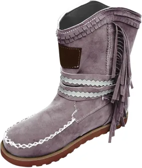 Combat Boots Womens Tassel Flat Cowboy Boots Suede Buckle Wedge Cowgirl Western Ankle Booties Ankle Bootie