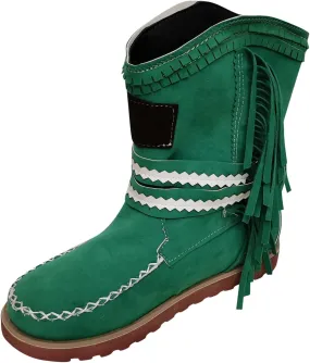 Combat Boots Womens Tassel Flat Cowboy Boots Suede Buckle Wedge Cowgirl Western Ankle Booties Ankle Bootie