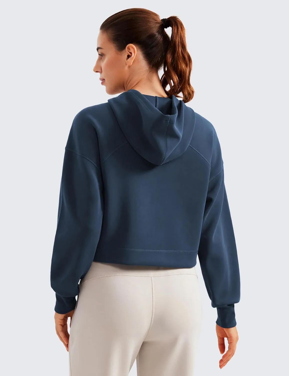 CRZ YOGA Womens SoftAura Cropped Hoodie Long Sleeve Hooded Sweatshirt Basic Workout Casual Pullover