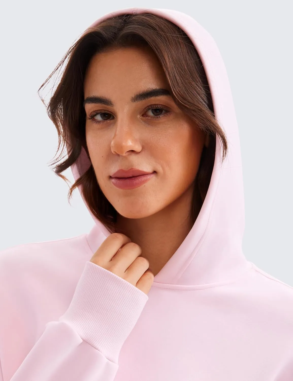 CRZ YOGA Womens SoftAura Cropped Hoodie Long Sleeve Hooded Sweatshirt Basic Workout Casual Pullover