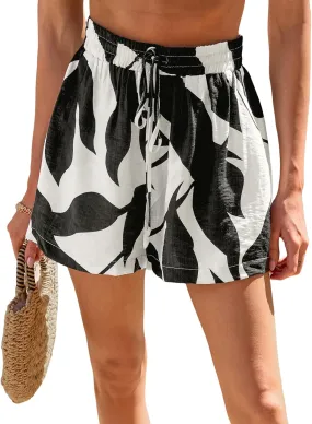 CUPSHE Womens Casual Shorts Drawstring High Waist Beach Coverup Shorts
