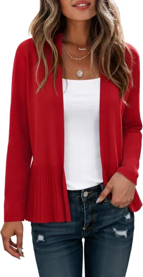 CZYINXIAN Women's Casual Long Sleeves Cropped Cardigan Trendy Open Front Knit Cardigans Outwear