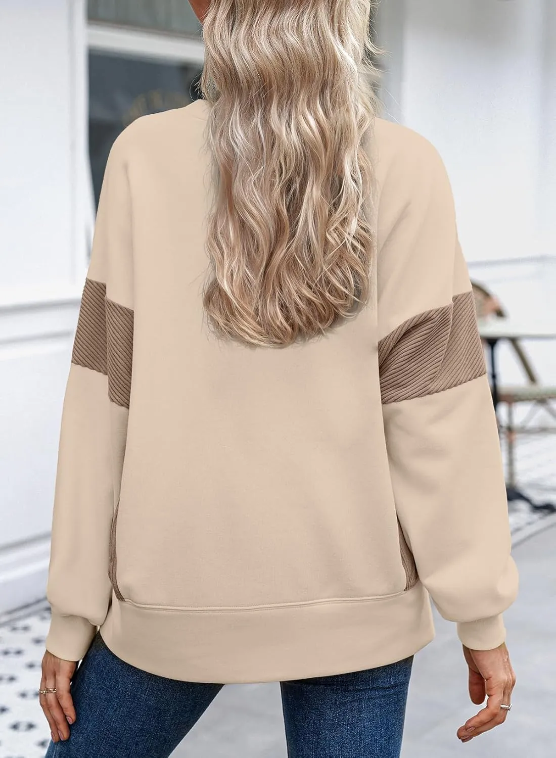Dokotoo Women's Casual Oversized Sweatshirt Crew Neck Color Block Loose Pullover Tops Side Slit