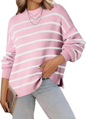 Dokotoo Womens Sweater 2024 Fall Winter Striped Sweaters Casual Trendy Sweater