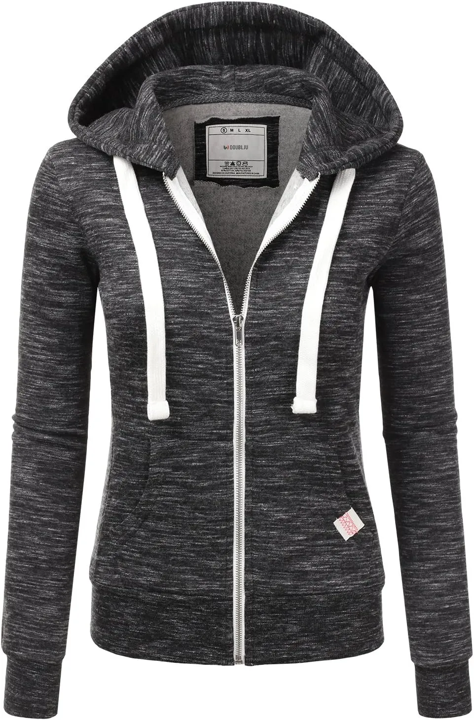 DOUBLJU Lightweight Thin Zip-Up Hoodie Jacket for Women with Plus Size
