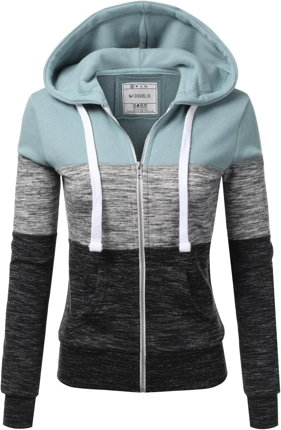 DOUBLJU Lightweight Thin Zip-Up Hoodie Jacket for Women with Plus Size