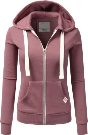 DOUBLJU Lightweight Thin Zip-Up Hoodie Jacket for Women with Plus Size
