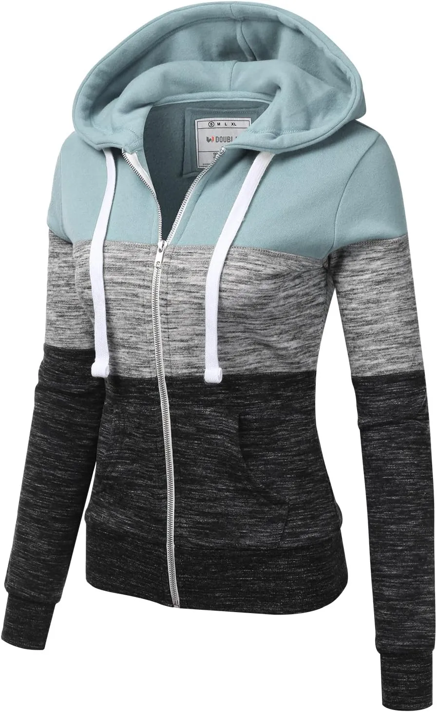 DOUBLJU Lightweight Thin Zip-Up Hoodie Jacket for Women with Plus Size
