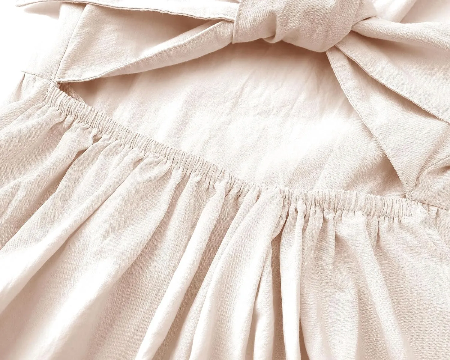 Dutebare Toddler Girls Swing Dress Linen Backless Tie Back Ruffle Hem Kid Casual Beach Dresses