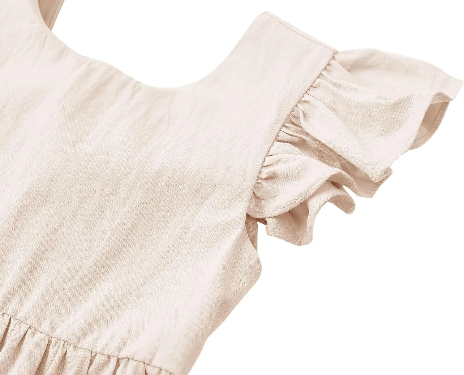 Dutebare Toddler Girls Swing Dress Linen Backless Tie Back Ruffle Hem Kid Casual Beach Dresses