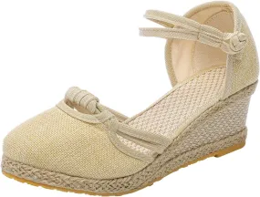 Eduavar Womens Sandals Comfortable, Sandals Women Close Toe Sandals with Ankle Strap Low Wedge Platform Sandals Shoes