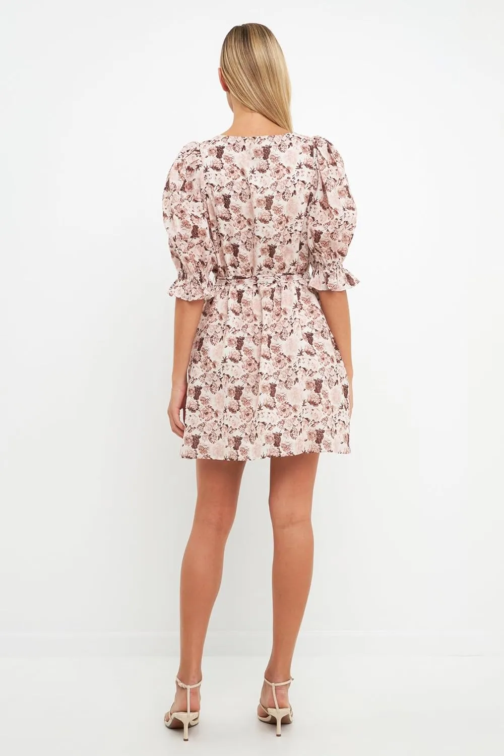 English Factory Women's Floral Linen Mini Dress with Tie