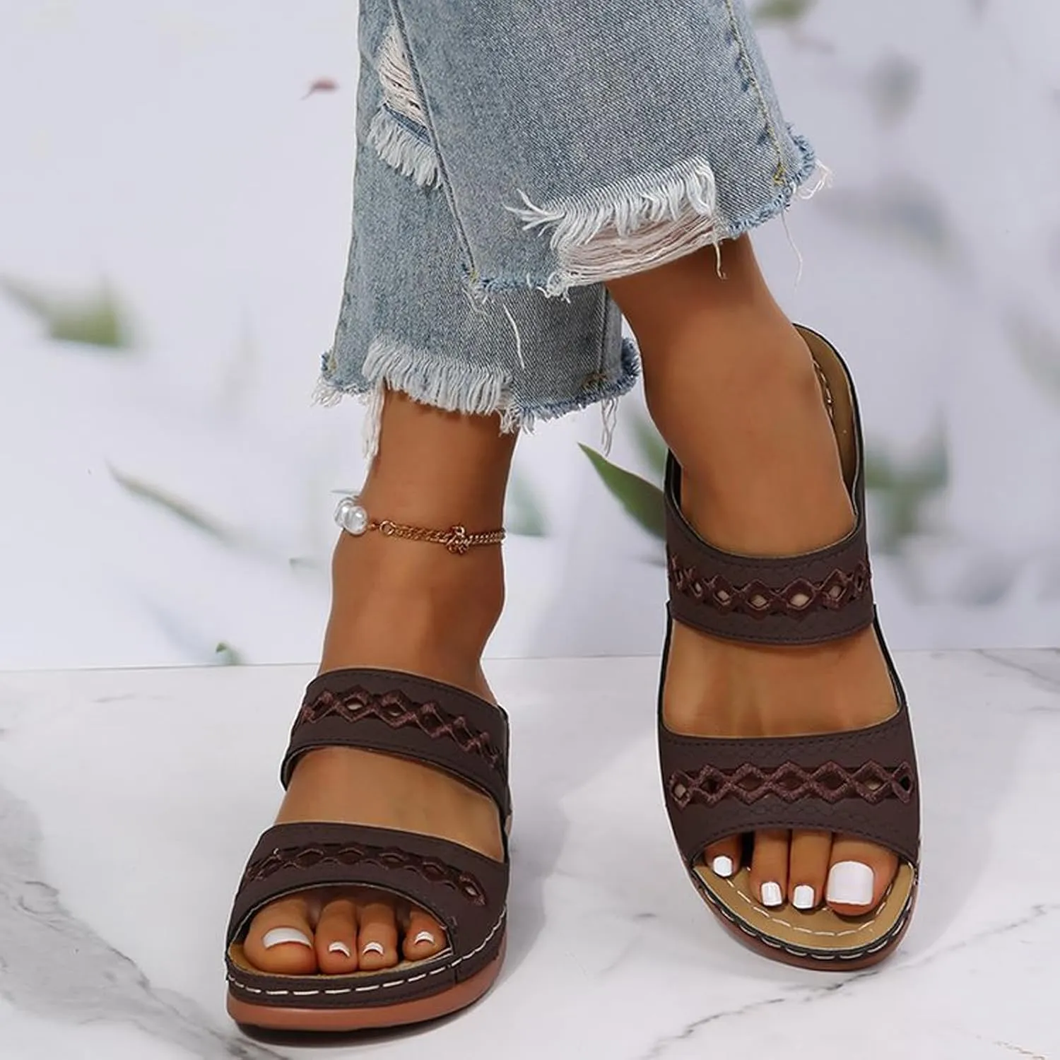 Espadrilles Wedges Sandals for Women Womens Casual Slip on Summer Wedge Sandal Casual Sandals Indoor Outdoor