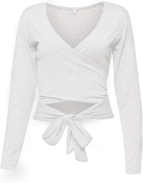 Famulily Women's Sexy Deep V Neck Bandage Surplice Wrap Crop Top