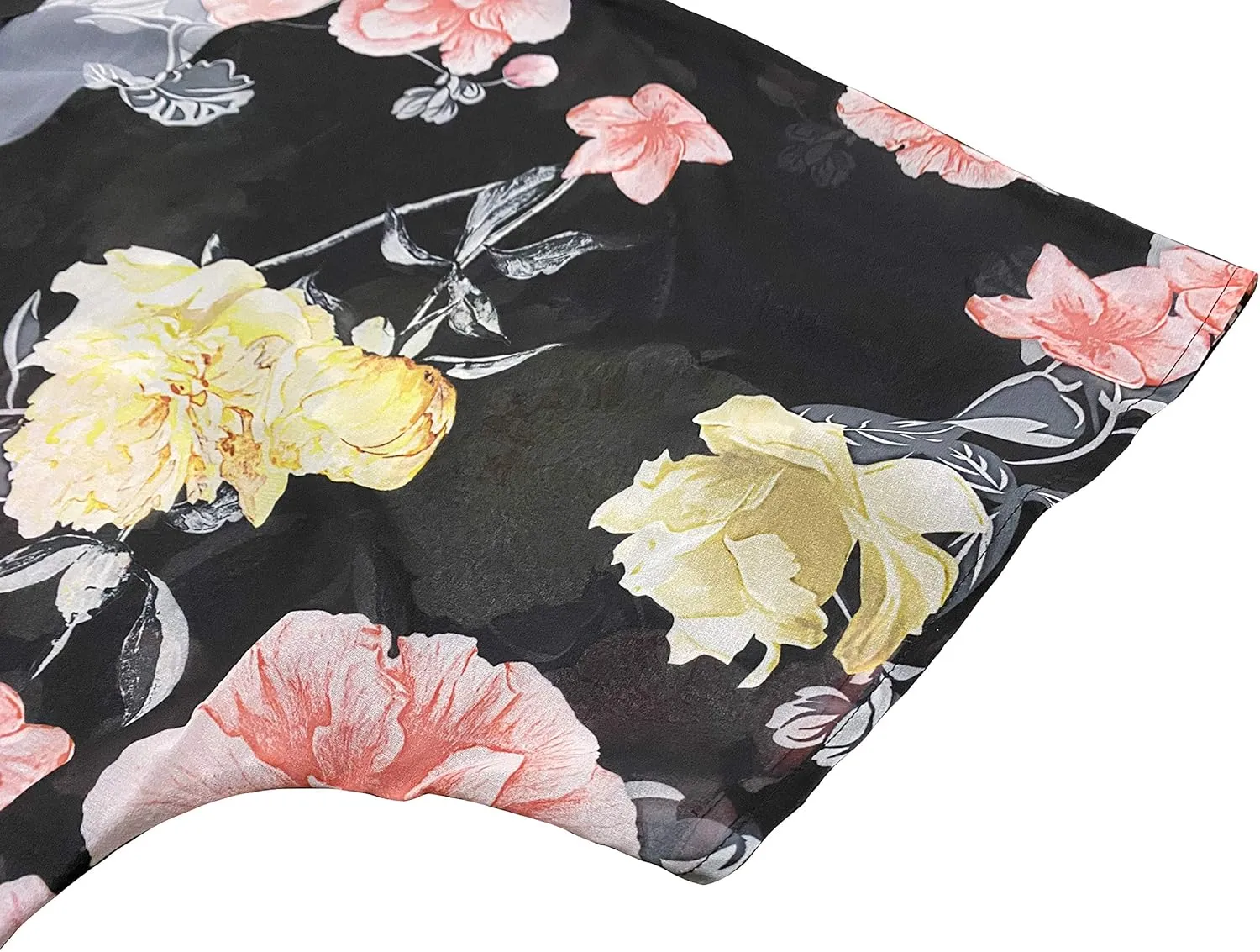 FINOCEANS Womens Floral Chiffon Kimono Cardigans Loose Beach Cover Up Half Sleeve Tops