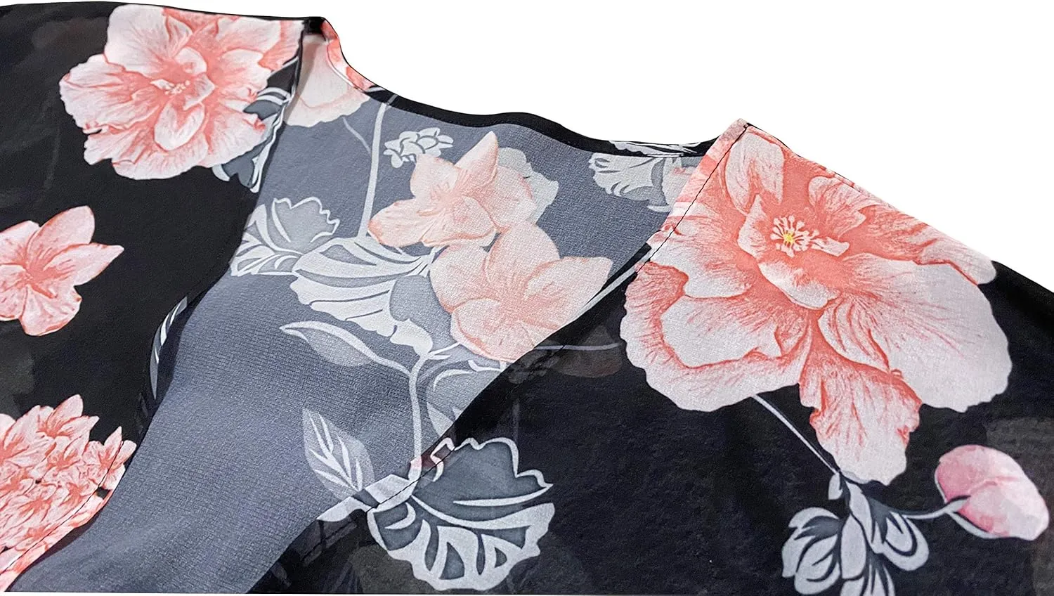 FINOCEANS Womens Floral Chiffon Kimono Cardigans Loose Beach Cover Up Half Sleeve Tops