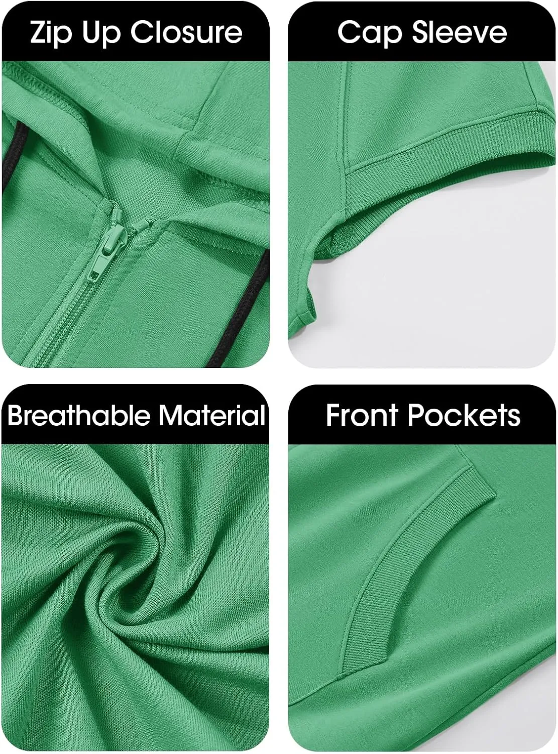 Fisoew Women's Sleeveless Zip Up Hoodies Casual Loose Fit Drawstring Sweatshirts Lightweight Jackets Vest with Pockets