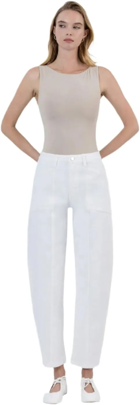 Flying Monkey - Super High Rise Panel Detail Barrel Jeans - F5880