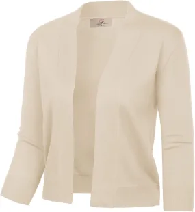 GRACE KARIN Women's 3/4 Sleeve Cardigan Knit Sweaters Cropped Open Front Shrug Bolero??