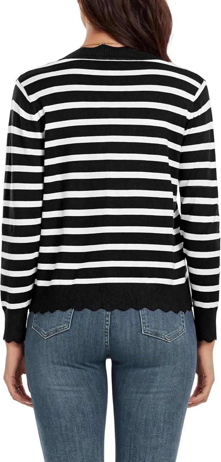 GRECERELLE Women's Long Sleeve V-Neck Button Down Cardigan Knit Shrugs Sweater
