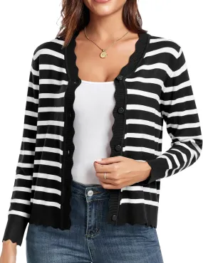 GRECERELLE Women's Long Sleeve V-Neck Button Down Cardigan Knit Shrugs Sweater