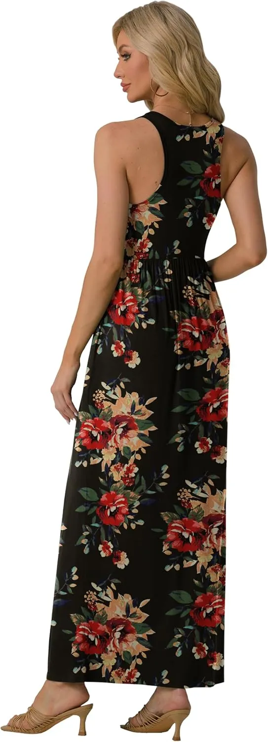 GRECERELLE Women's Summer Sleeveless Casual Long Tank Maxi Dress with Pockets (XS-3XL)