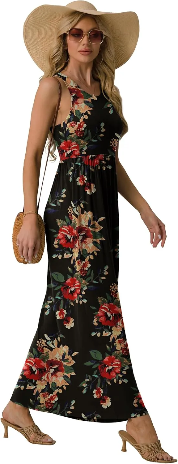 GRECERELLE Women's Summer Sleeveless Casual Long Tank Maxi Dress with Pockets (XS-3XL)