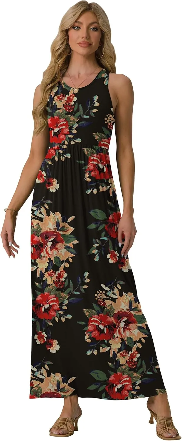 GRECERELLE Women's Summer Sleeveless Casual Long Tank Maxi Dress with Pockets (XS-3XL)