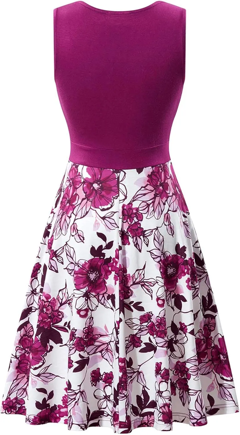 GUBERRY Womens Wrap V Neck Sleeveless Sundress Summer Flare Tank Dress with Pockets ??