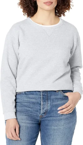 Hanes Women's Ecosmart V-Notch Crewneck Sweatshirt, Fleece Pullover Sweatshirt For Women