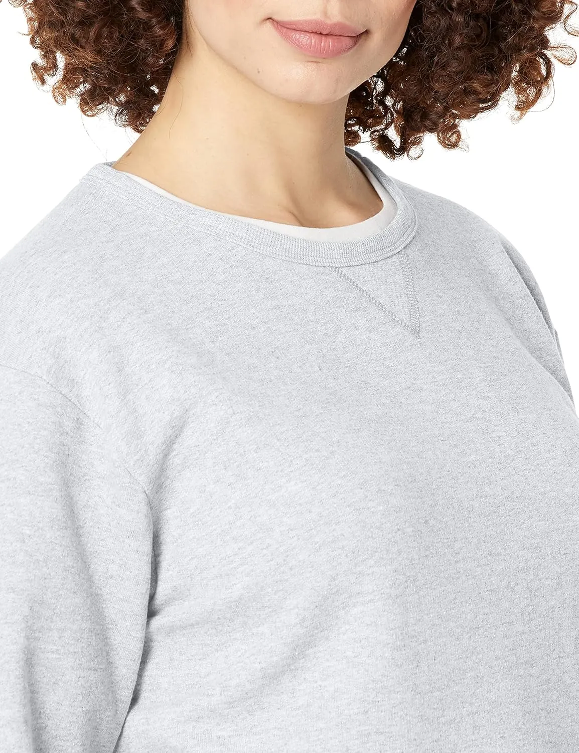 Hanes Women's Ecosmart V-Notch Crewneck Sweatshirt, Fleece Pullover Sweatshirt For Women