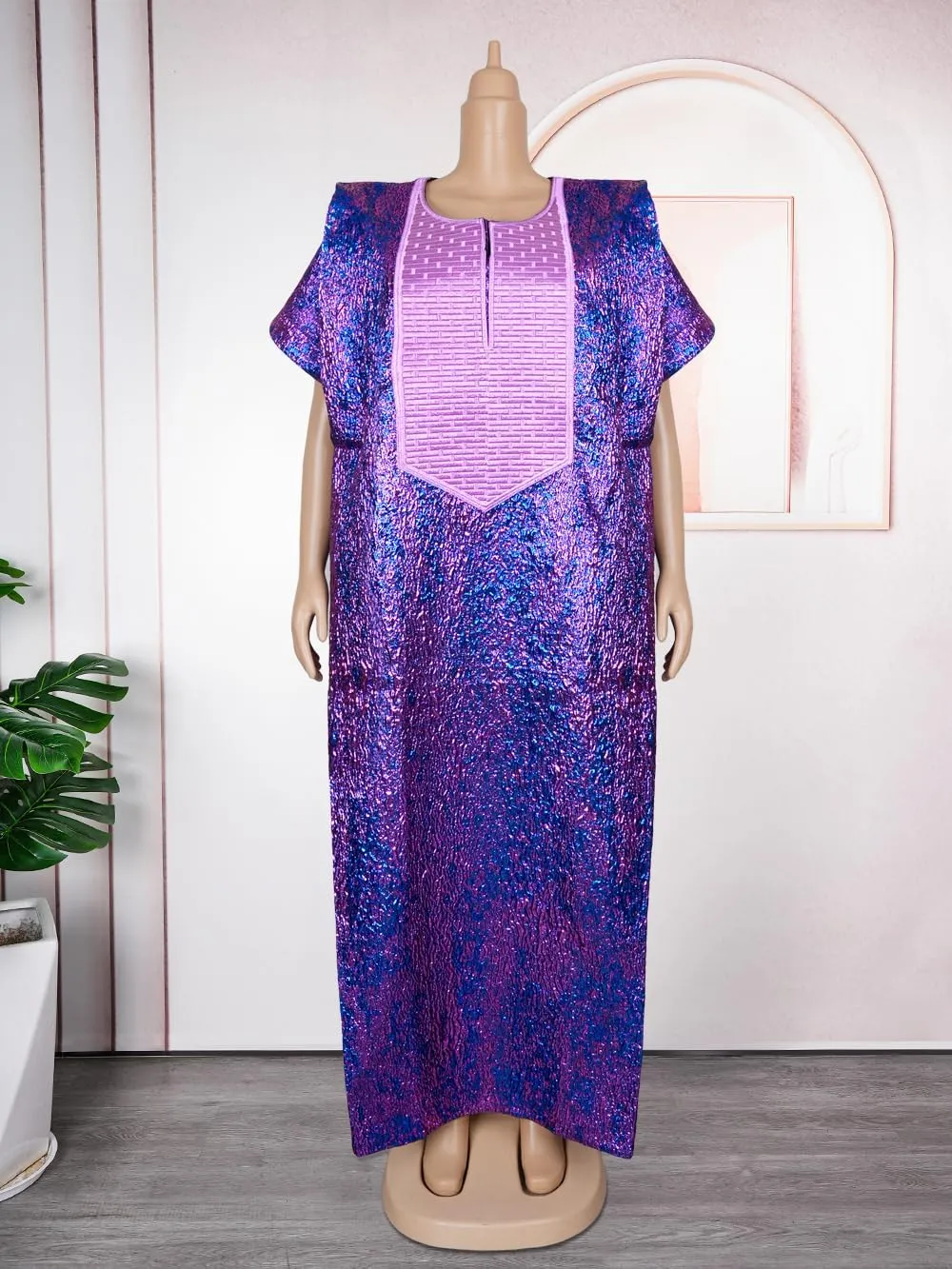 HD African Print Dress for Woman Embroidery Pattern Maxi Dress