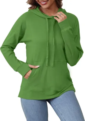 Hoodies for Women Casual Workout Spring Sweatshirt Loose Thumbhole Pullover Hooded Sweaters with Pockets