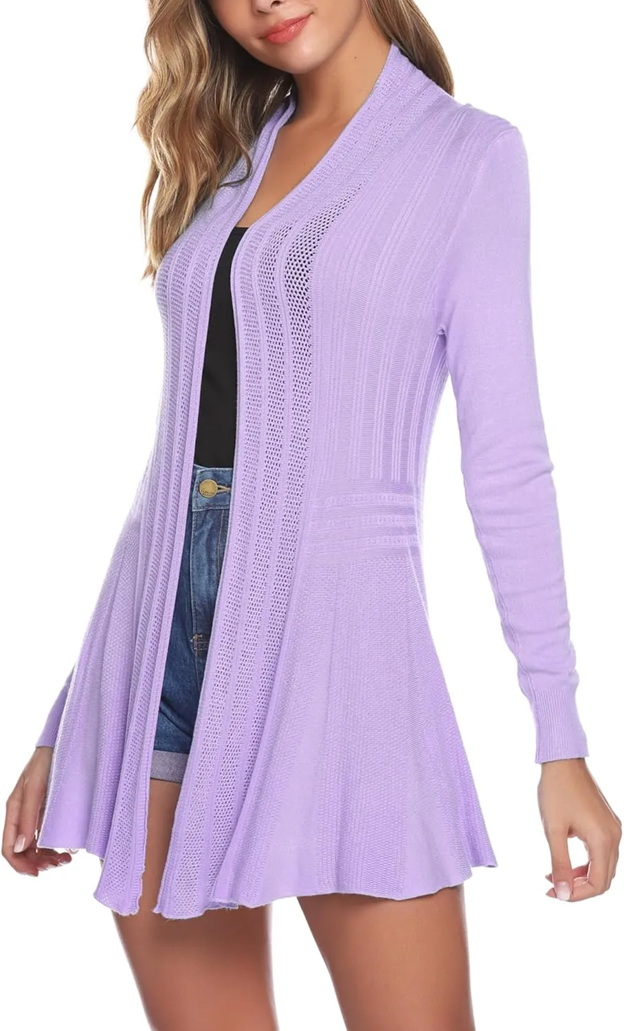 iClosam Women Open Front Cardigans Casual Long Sleeve Lightweight Knit Cardigan Sweater