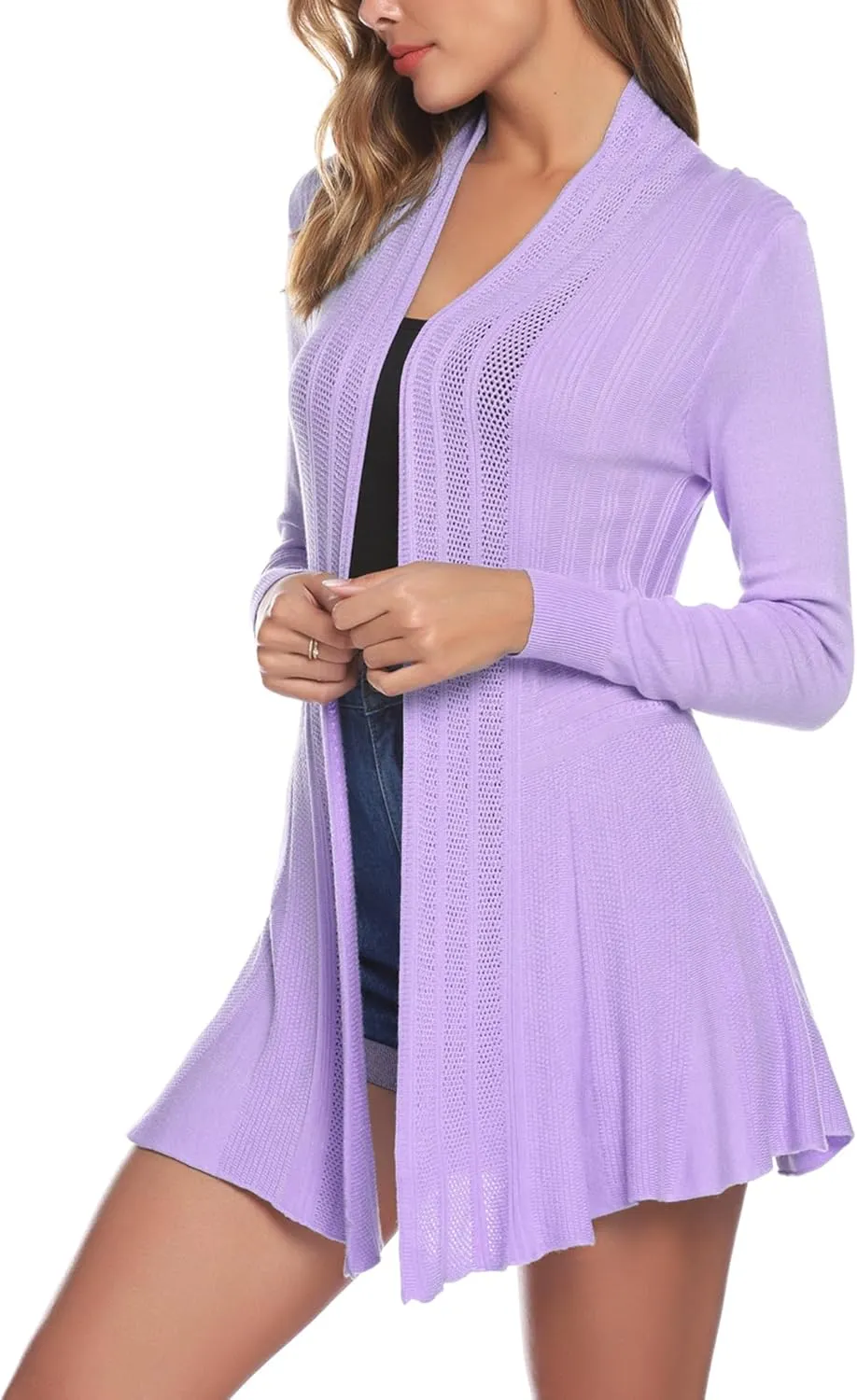iClosam Women Open Front Cardigans Casual Long Sleeve Lightweight Knit Cardigan Sweater
