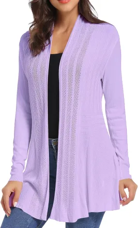 iClosam Women Open Front Cardigans Casual Long Sleeve Lightweight Knit Cardigan Sweater