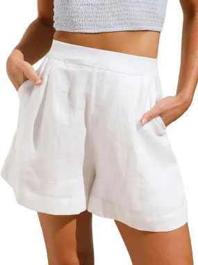 IDEALSANXUN Womens Linen Shorts Casual Lightweight Beach Summer Shorts