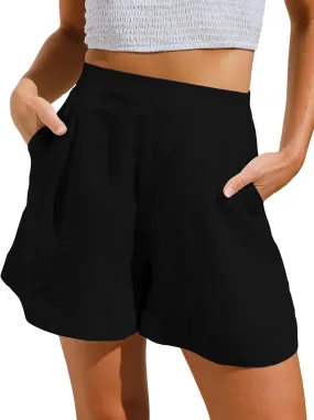 IDEALSANXUN Womens Linen Shorts Casual Lightweight Beach Summer Shorts