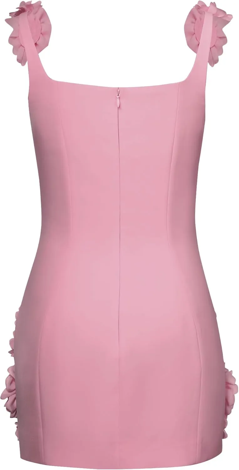 JW PEI Women's Elaina Pink Rosette Applique Mini Dress