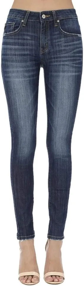Kan Can Women's Denim-Blue Five Pocket Basic Mid Rise Super Skinny Jeans