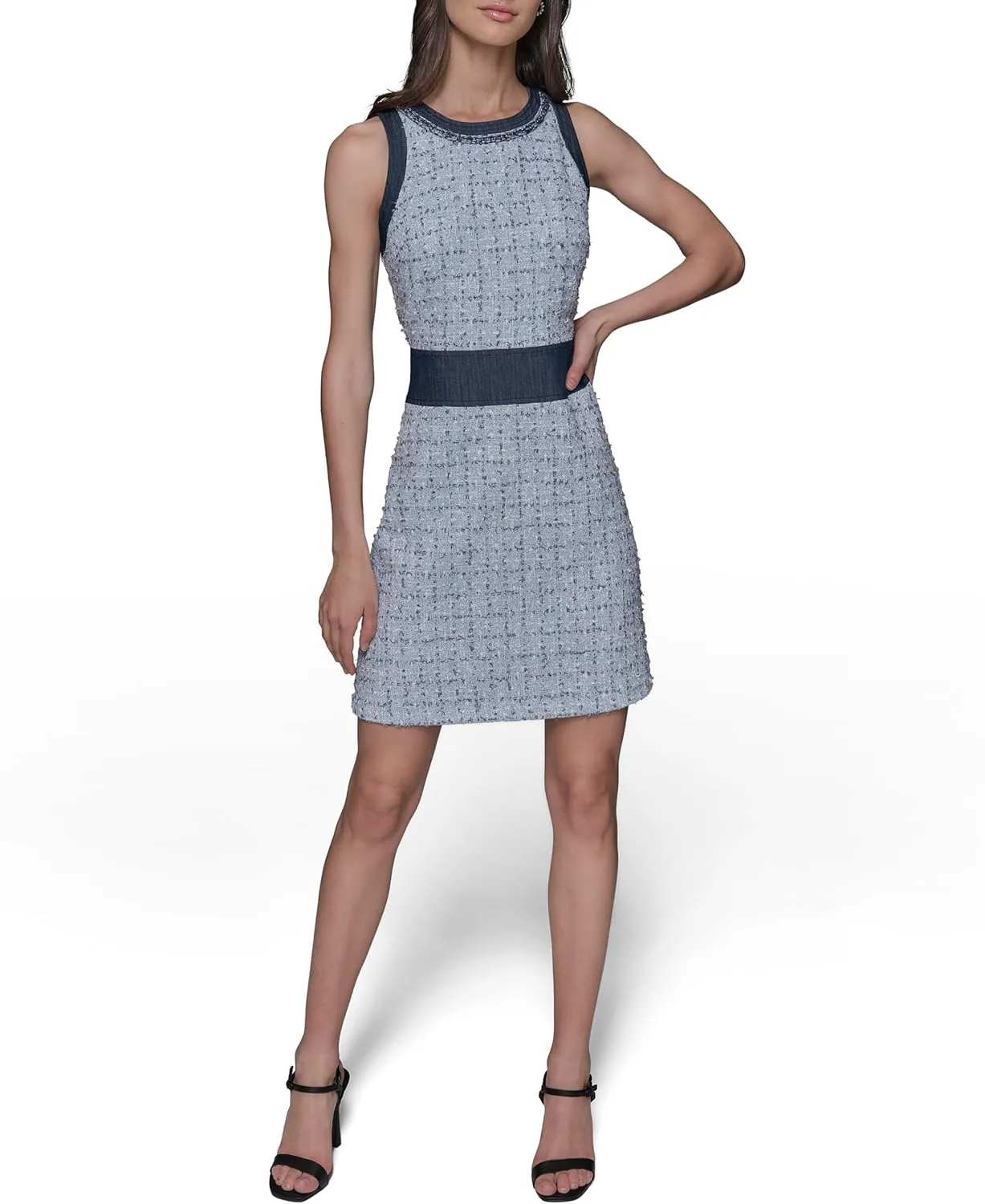 KARL LAGERFELD Women's Fancy Scoop Neck Sleeveless Mini Dress