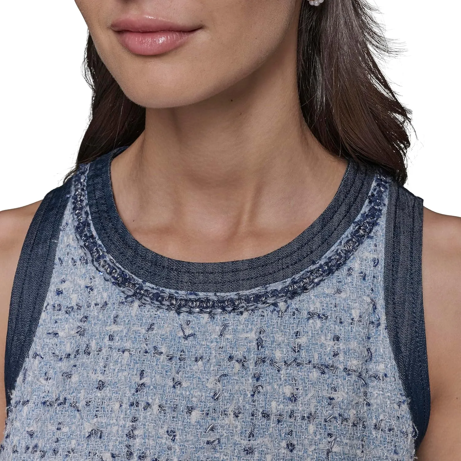 KARL LAGERFELD Women's Fancy Scoop Neck Sleeveless Mini Dress