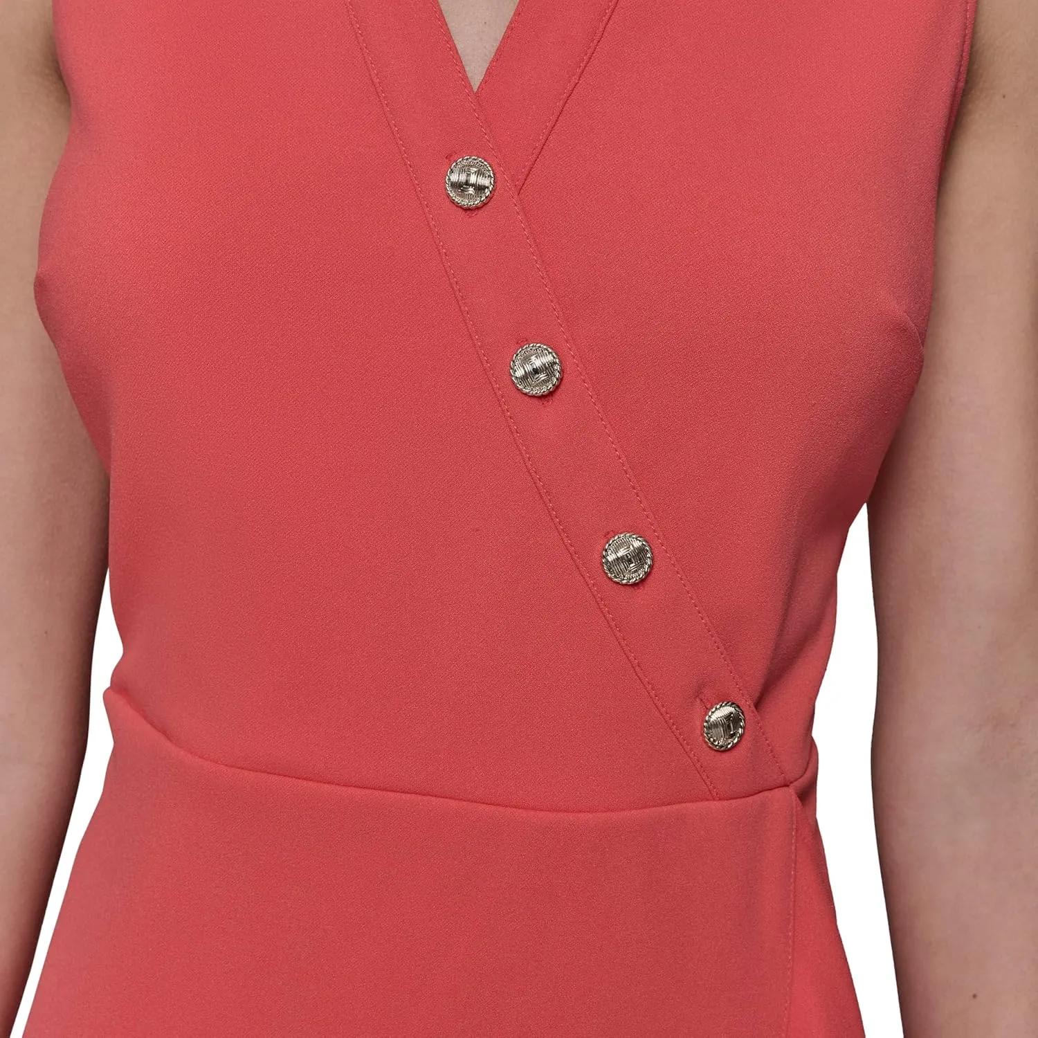 KARL LAGERFELD Women's Ruffle Flounce Collared Sleeveless Mini Dress