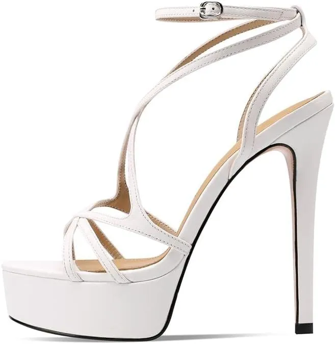 keleimusi Womens Strappy Ankle Strap Pumps Stiletto Platform Dress Shoes