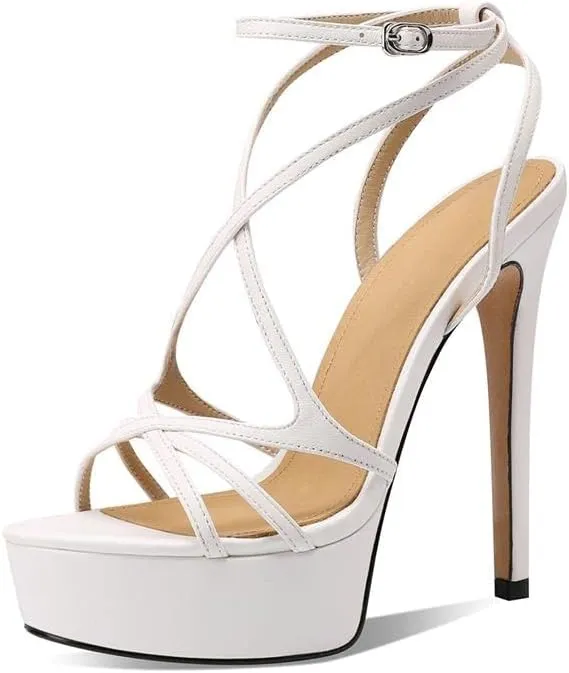 keleimusi Womens Strappy Ankle Strap Pumps Stiletto Platform Dress Shoes