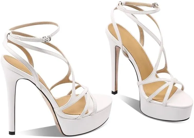 keleimusi Womens Strappy Ankle Strap Pumps Stiletto Platform Dress Shoes